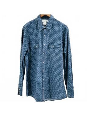 Wrangler Wrancher Blue Southwestern Pearl Snap Western Shirt